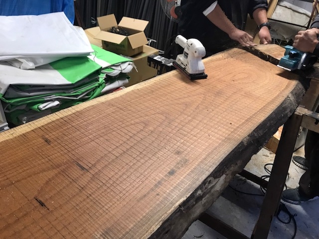 けやき机 一枚板 さるすべり